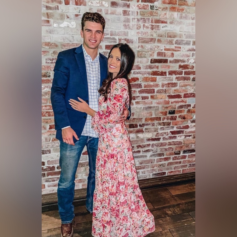 Gianni Bini pink floral maxi dress